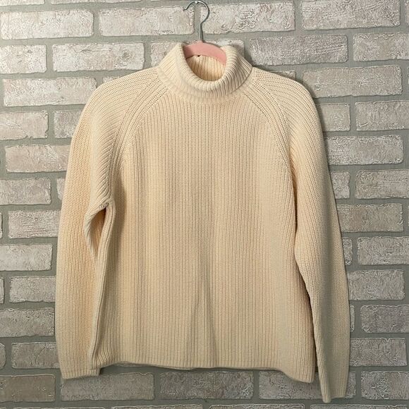 Lands End thick turtleneck ribbed sweater size L - Picture 1 of 6